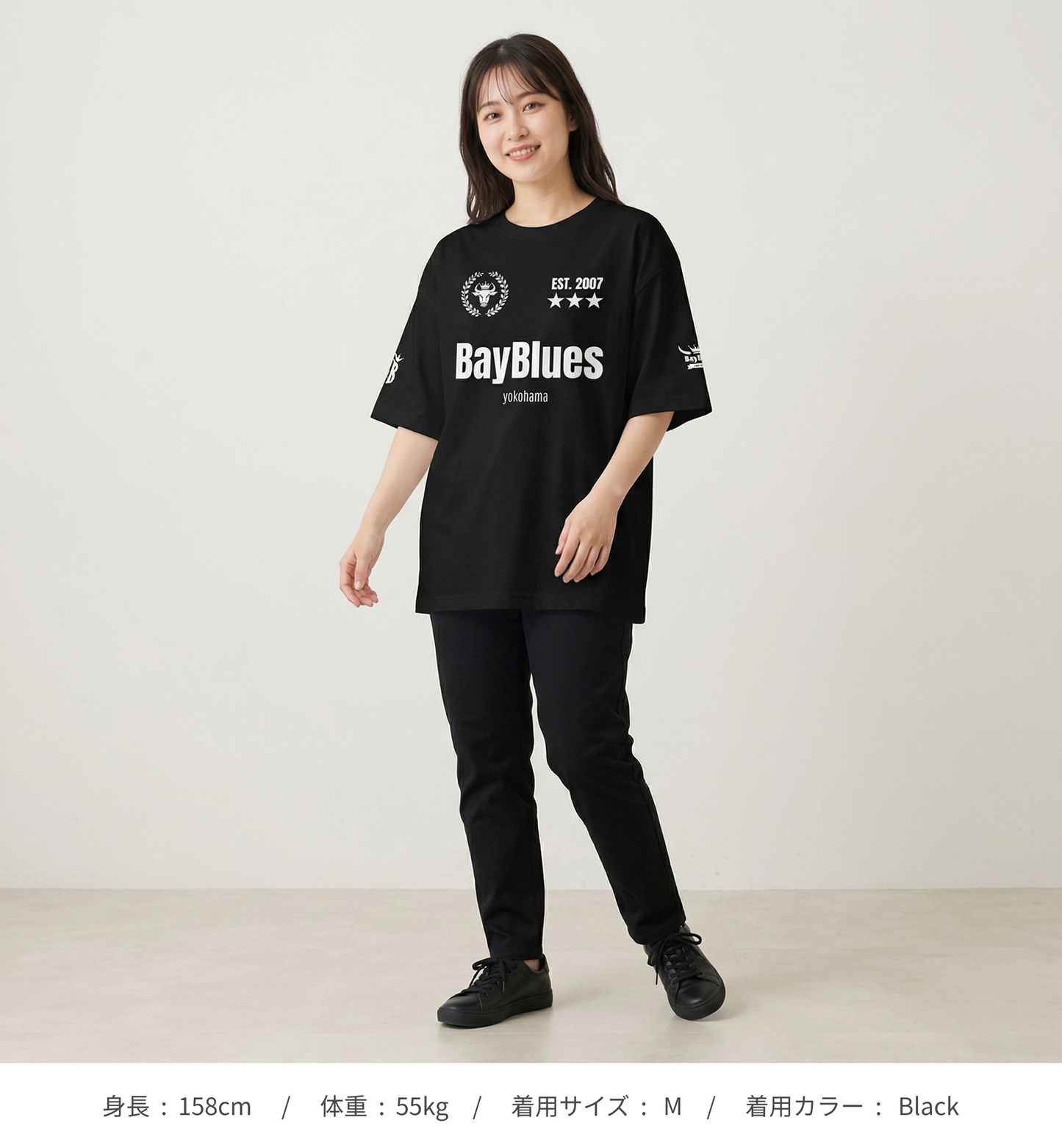 【横浜ベイブルース】ユニフォーム風 ユニセックス ビッグシルエット Tシャツ_白地プリント（DDSTYLE公式）
