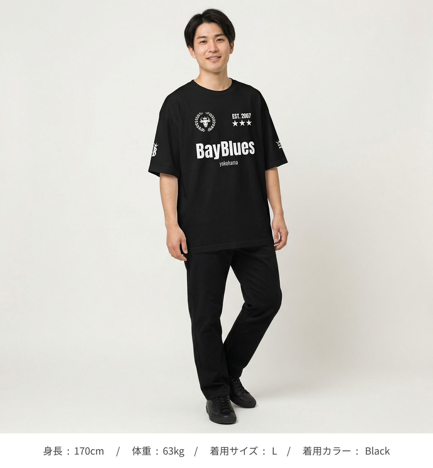 【横浜ベイブルース】ユニフォーム風 ユニセックス ビッグシルエット Tシャツ_白地プリント（DDSTYLE公式）