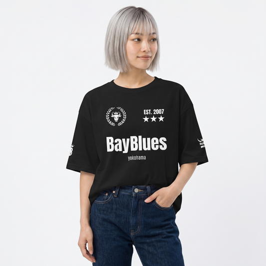 【横浜ベイブルース】ユニフォーム風 ユニセックス ビッグシルエット Tシャツ_白地プリント（DDSTYLE公式）