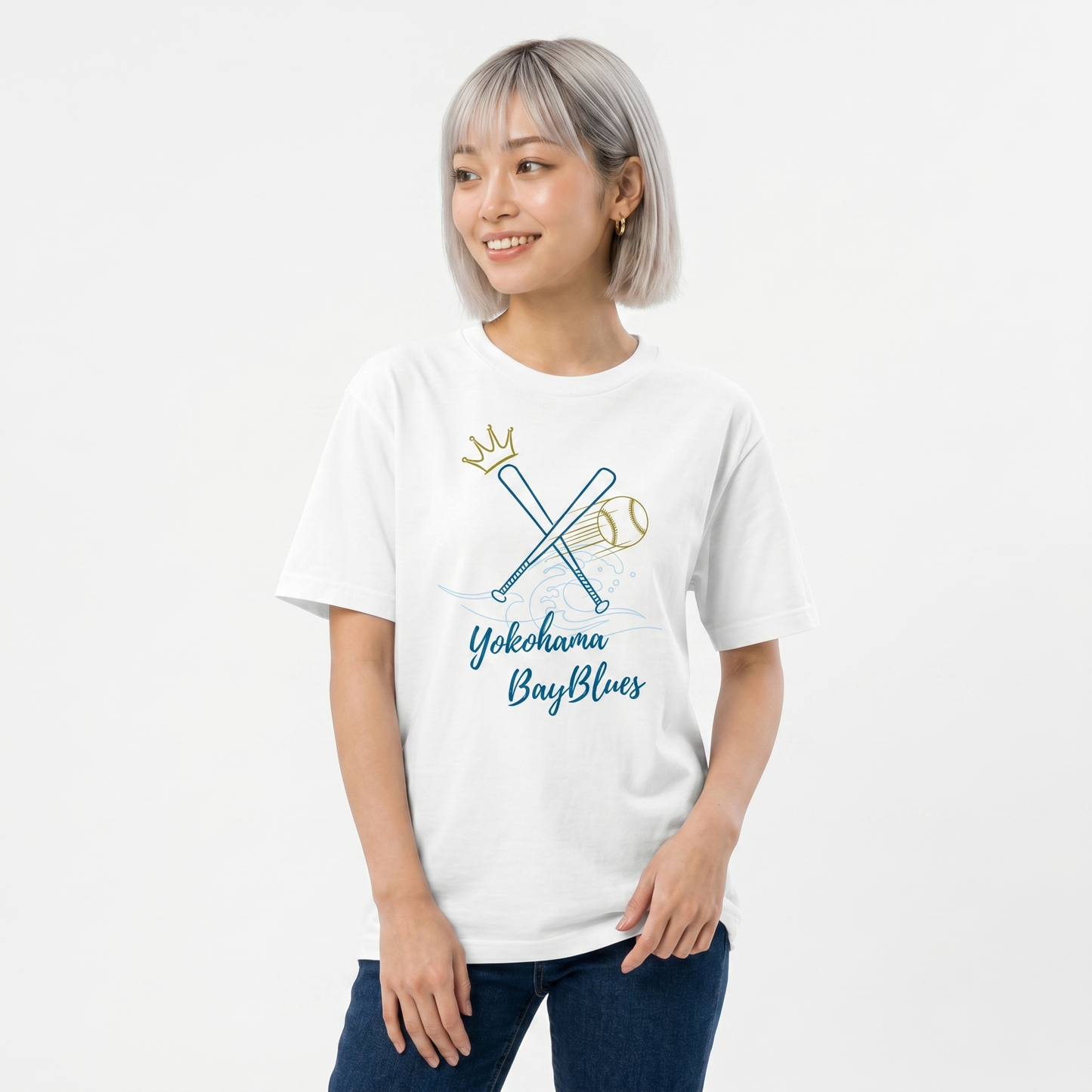【横浜ベイブルース】Cross Bats 半袖Tシャツ_ホワイト（DDSTYLE公式）