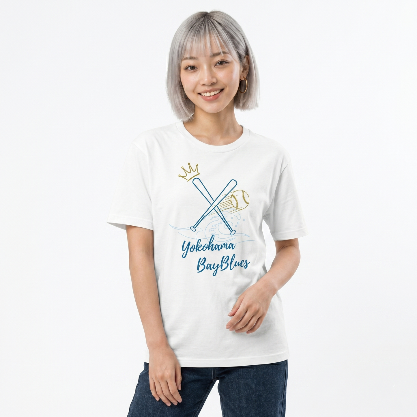 【横浜ベイブルース】Cross Bats 半袖Tシャツ_ホワイト（DDSTYLE公式）