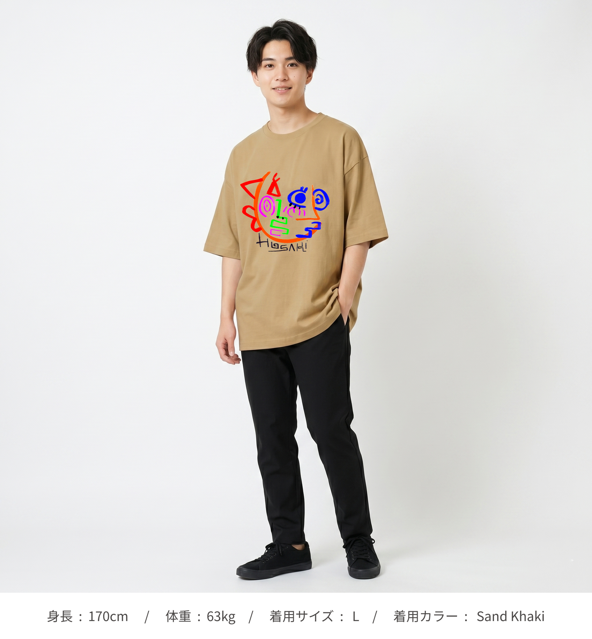 HOSAKI】ドローイングフェイスビックシルエットTシャツ - DD STYLE