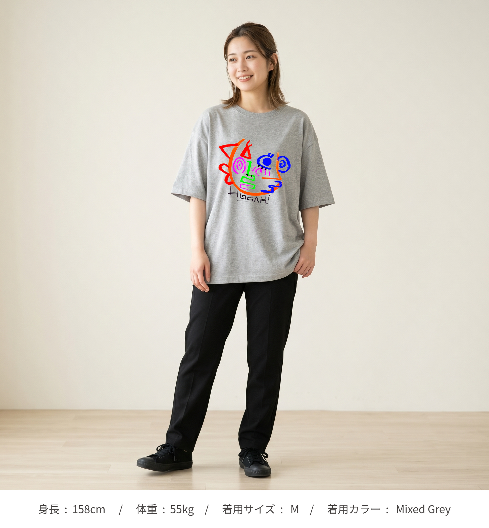HOSAKI】ドローイングフェイスビックシルエットTシャツ - DD STYLE