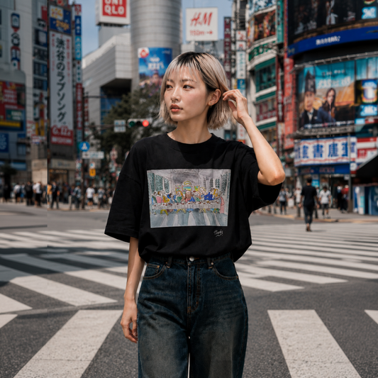 【HOSAKI】最後の晩餐 水彩画Tシャツ(サインホワイト)（DDSTYLE公式）