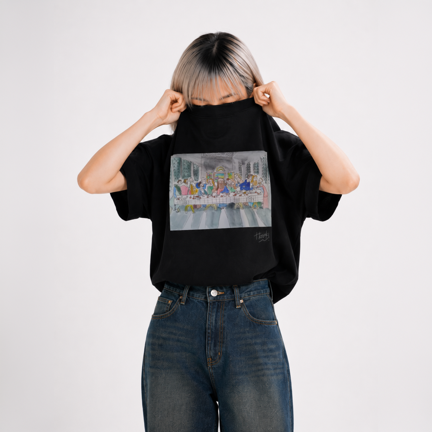 【HOSAKI】最後の晩餐 水彩画Tシャツ(サインホワイト)（DDSTYLE公式）
