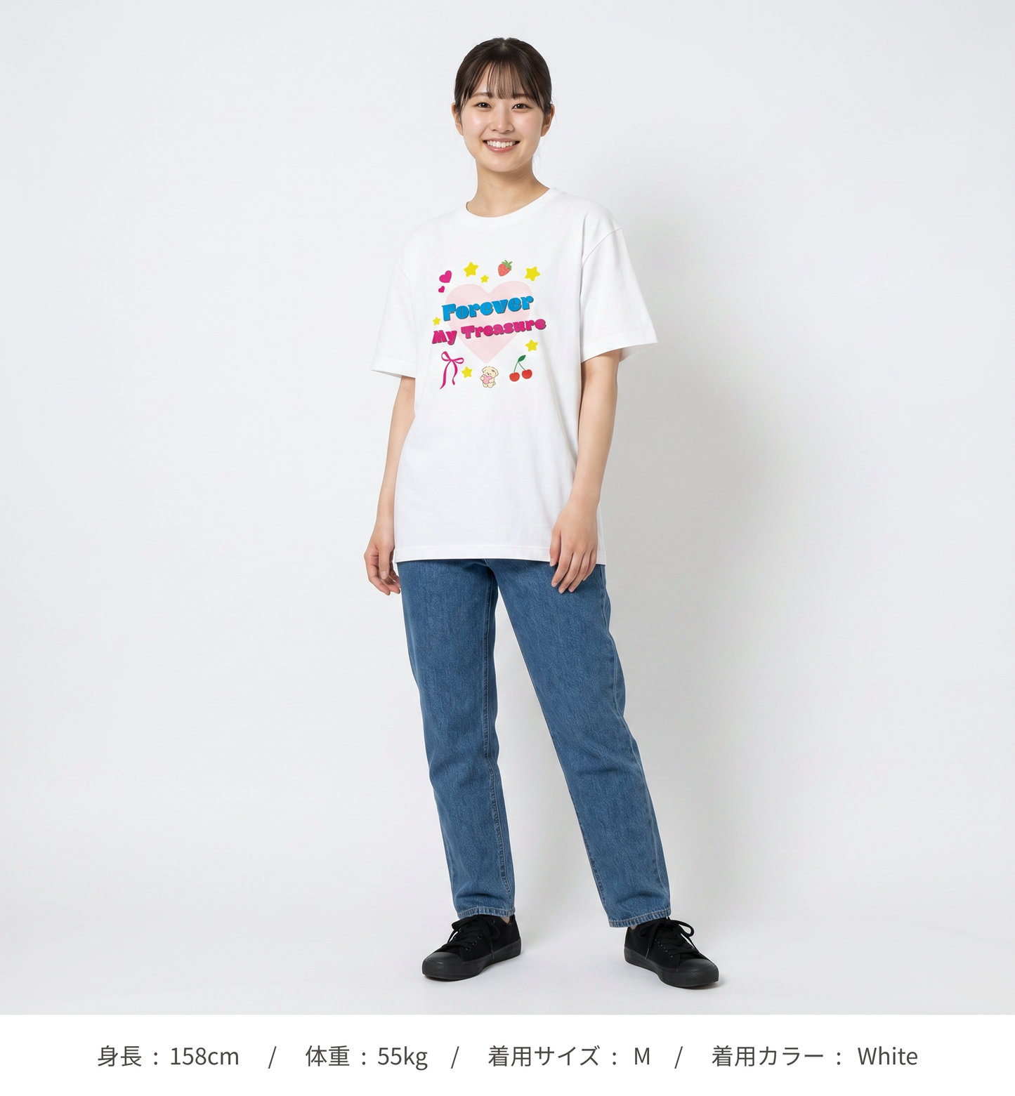 【Heisic】平成レトロ ファンシーTシャツ「ずっと私の宝物」(ブルー/ホワイト)(DDSTYLE公式)