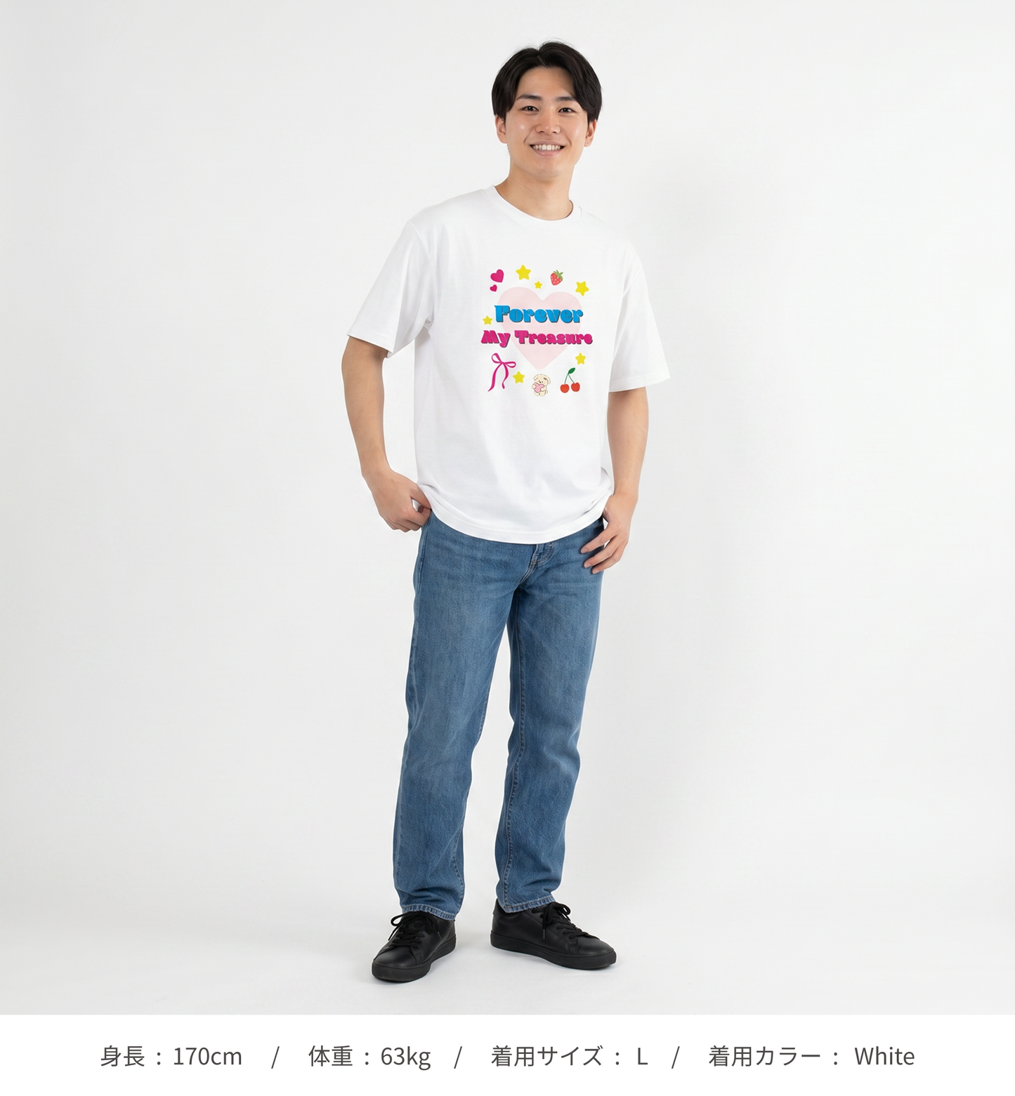 【Heisic】平成レトロ ファンシーTシャツ「ずっと私の宝物」(ブルー/ホワイト)(DDSTYLE公式)
