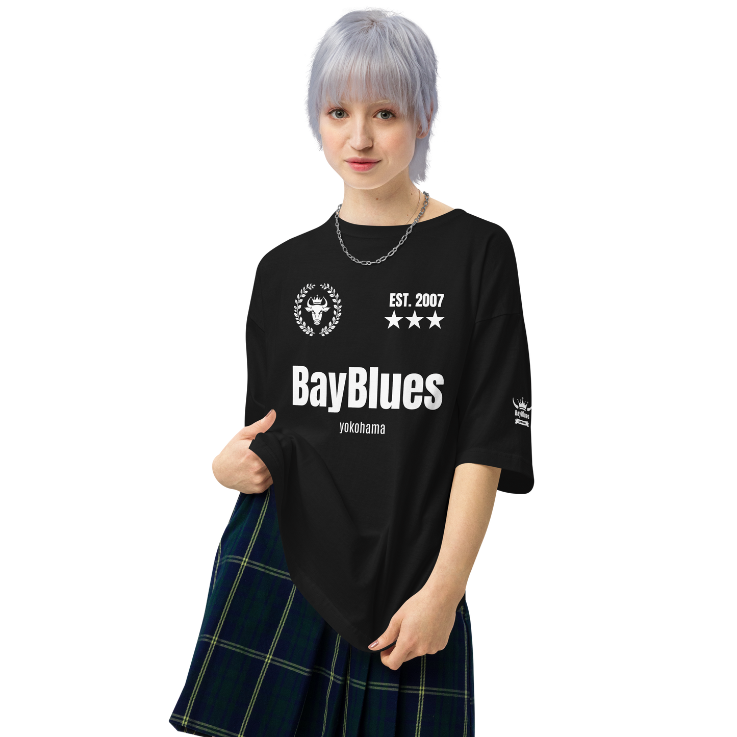 【横浜ベイブルース】ユニフォーム風 ユニセックス ビッグシルエット Tシャツ_白地プリント（DDSTYLE公式）