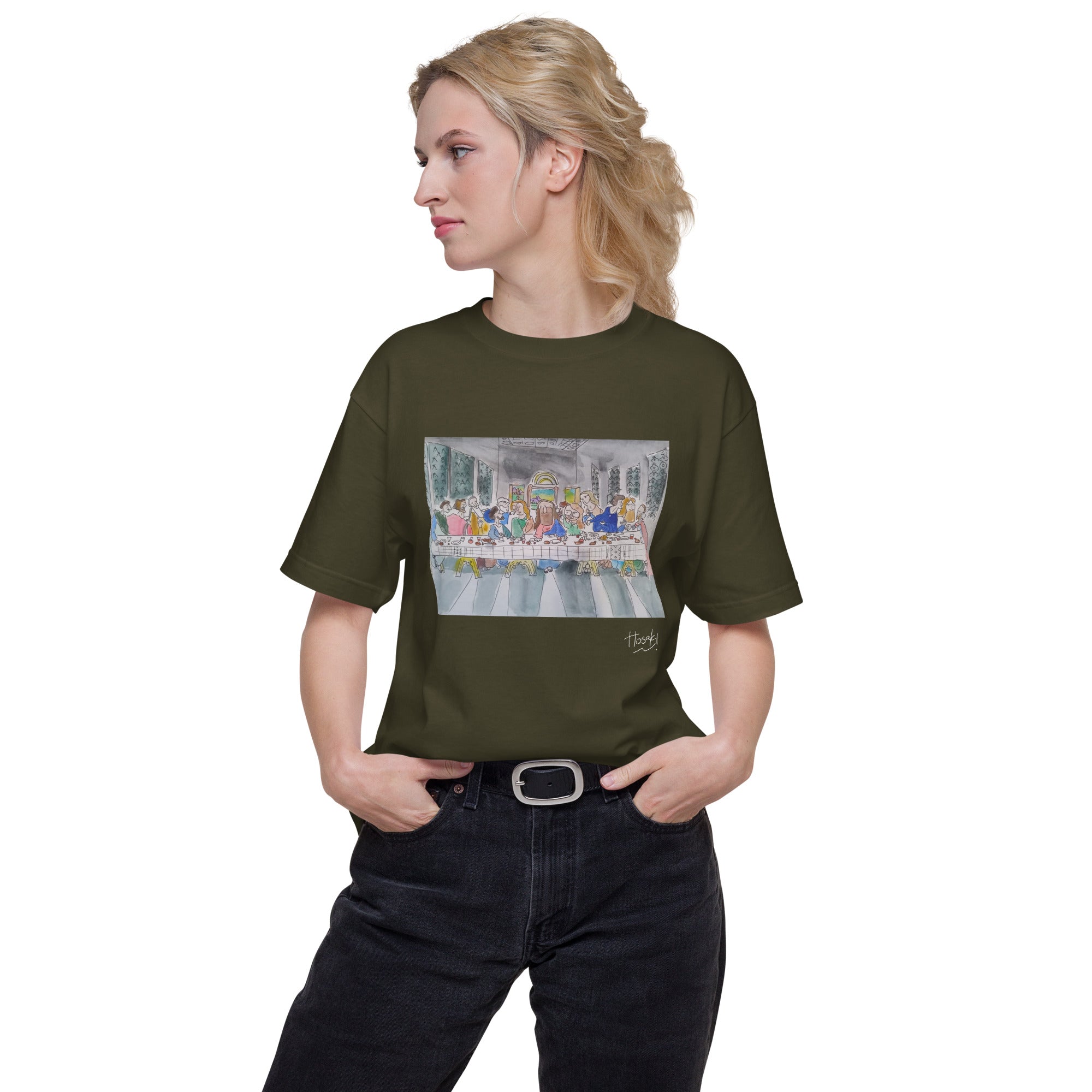 tuki. Cover Art Collection TシャツLサイズ 晩餐会 HOSAKI】最後の晩餐 水彩画Tシャツ(サインホワイト)（DDSTYLE公式