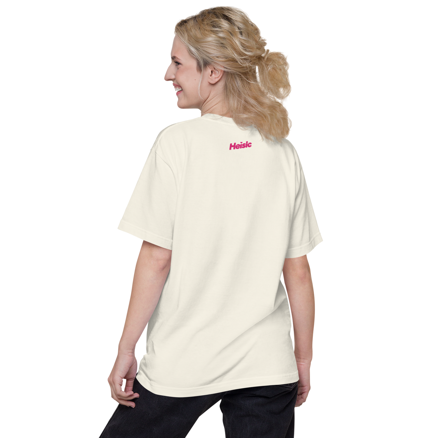 【Heisic】平成レトロ ファンシーTシャツ「ずっと私の宝物」(ピンク/アイボリー)