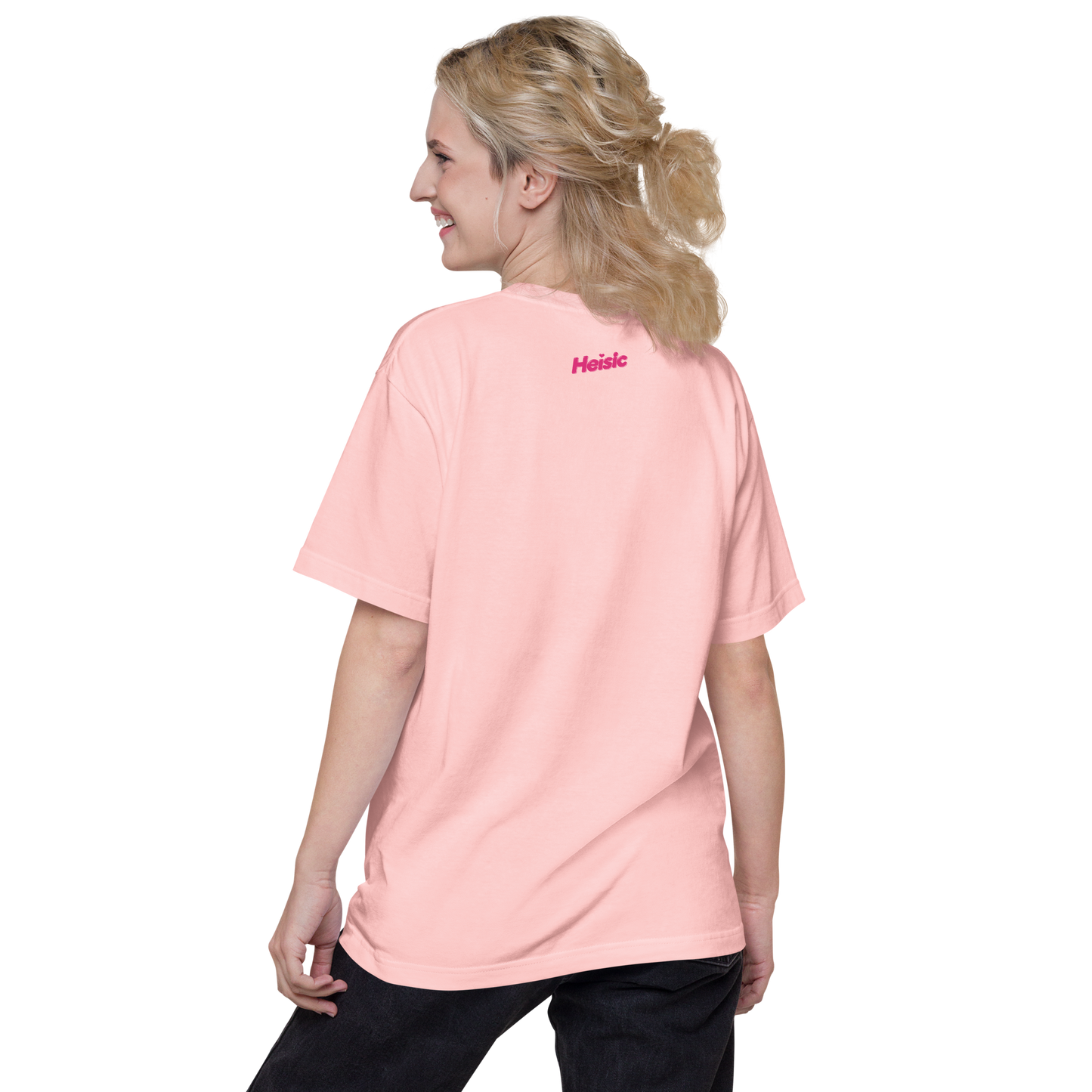 【Heisic】平成レトロ ファンシーTシャツ「ずっと私の宝物」(ピンク/アイボリー)